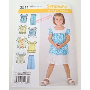 Simplicity 5226 Sewing Pattern Child's Toddler Summer Top Dress Pants  Size 1/2